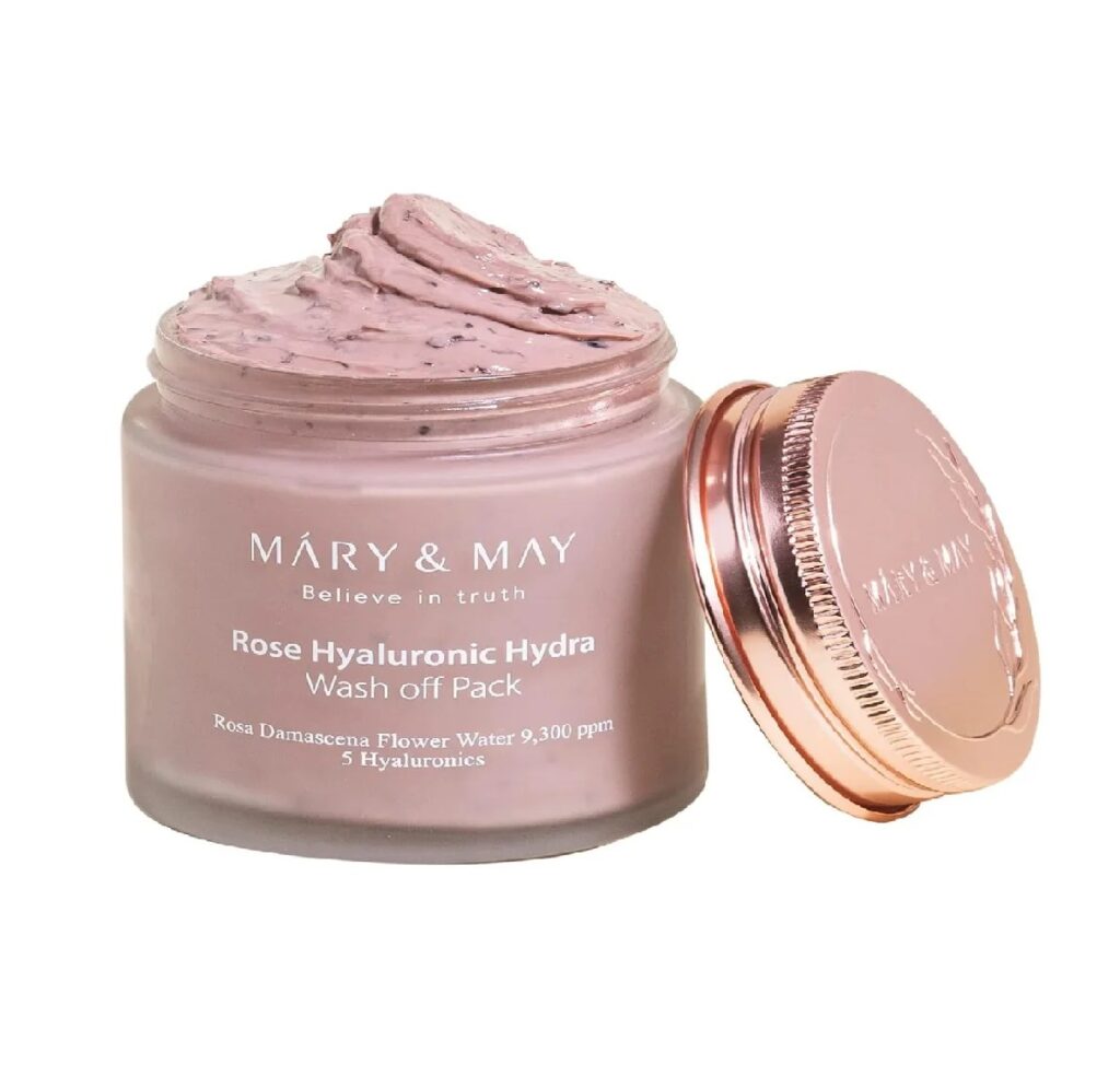 Mary&may rose hyaluronic hydra wash off pack 125g