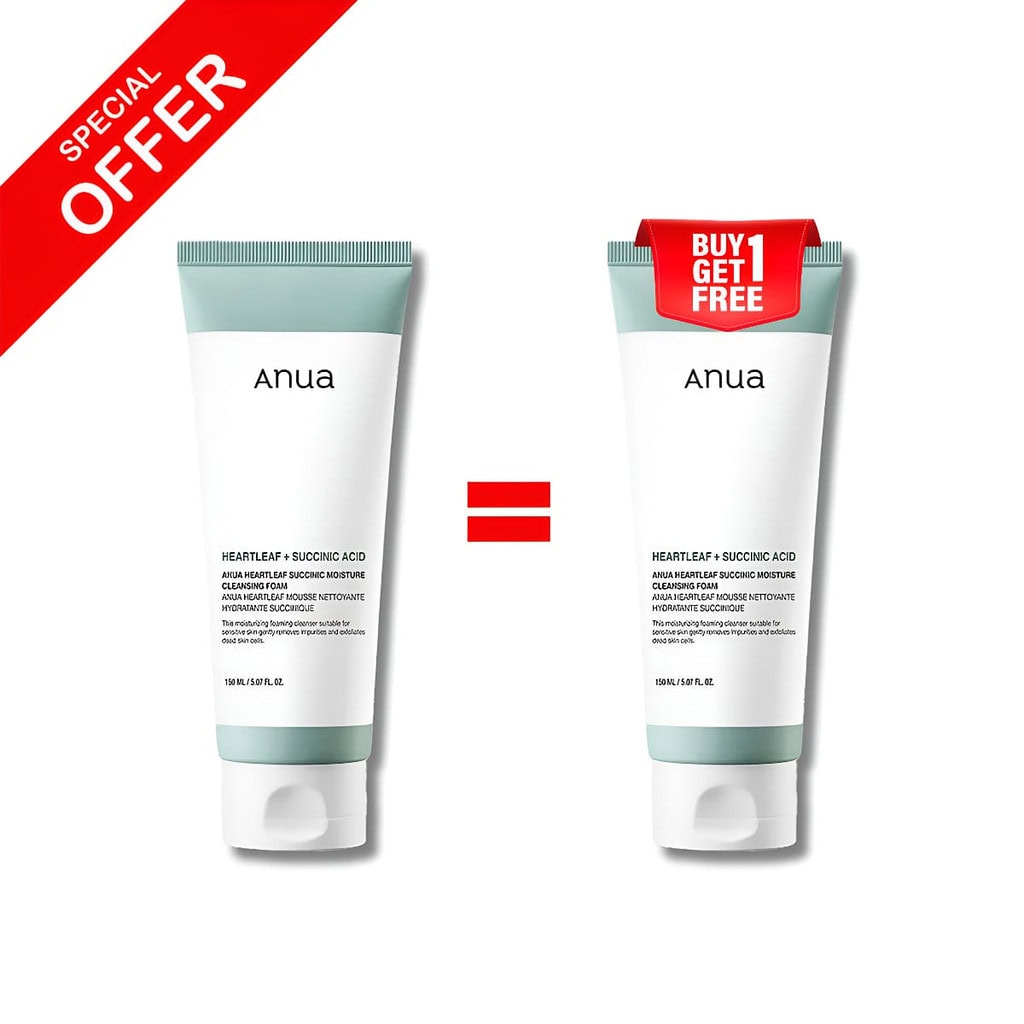 Buy1 get1 free anua heartleaf succinic moisture cleansing foam 150ml