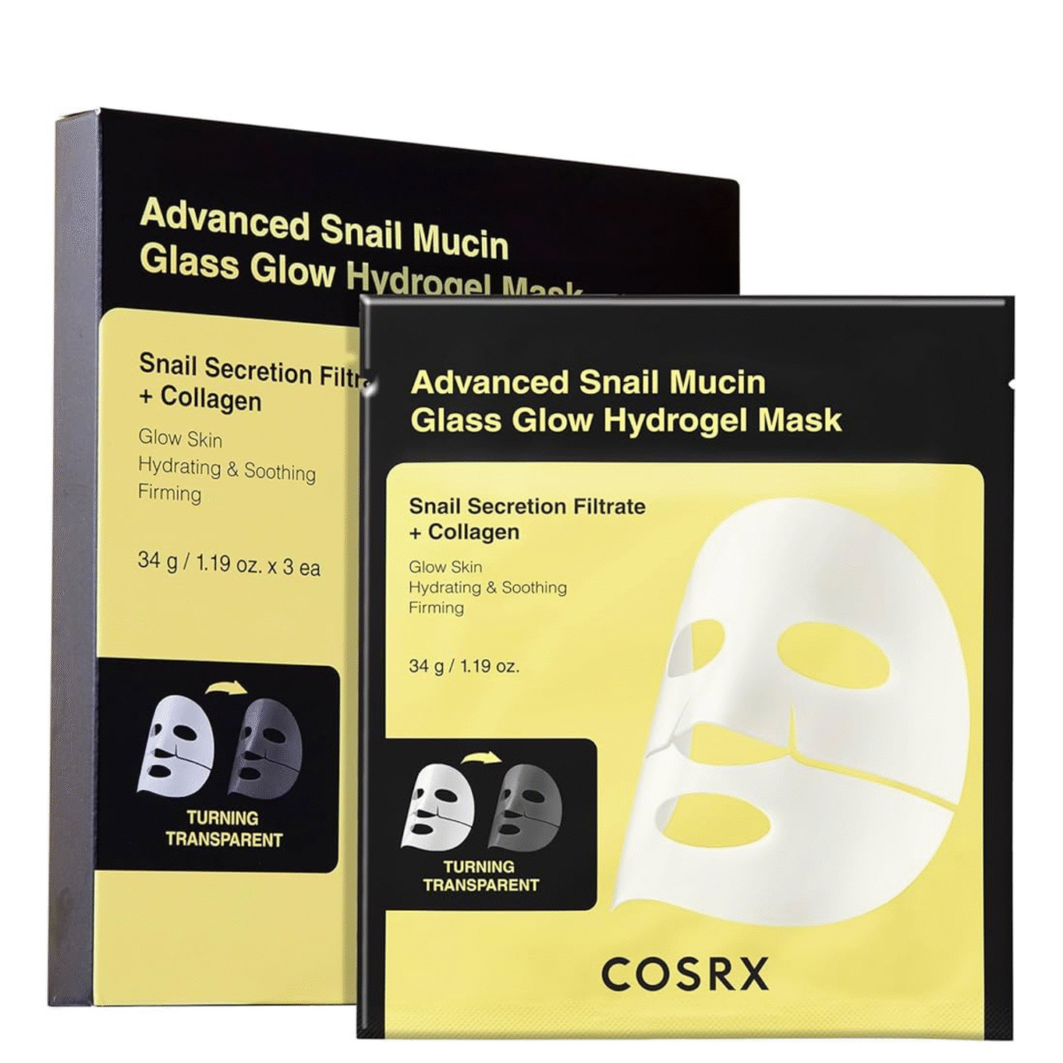 Cosrx advanced snail mucin glass glow hydrogel mask (3ea)