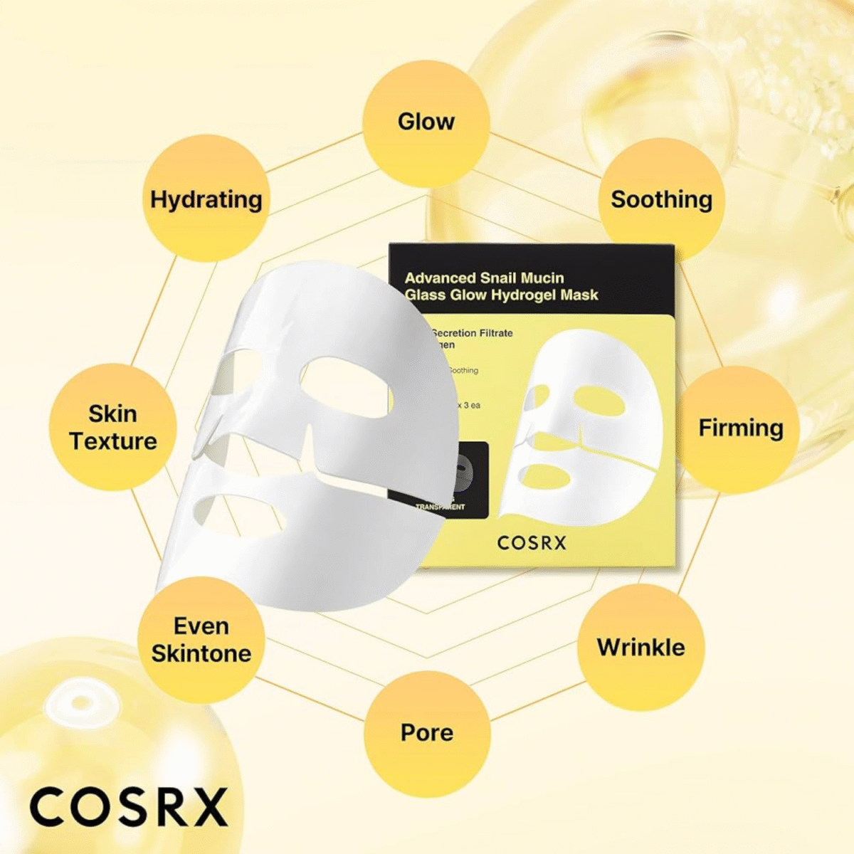Cosrx advanced snail mucin glass glow hydrogel mask (3ea) - best price on stylekorean arabia